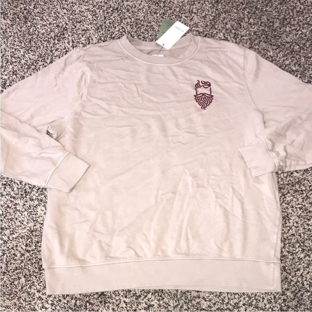 Goodfellow & Co. Relaxed Taupe Crew Neck Sweatshirt with Embroidered Logo | NWT - Picture 2 of 5